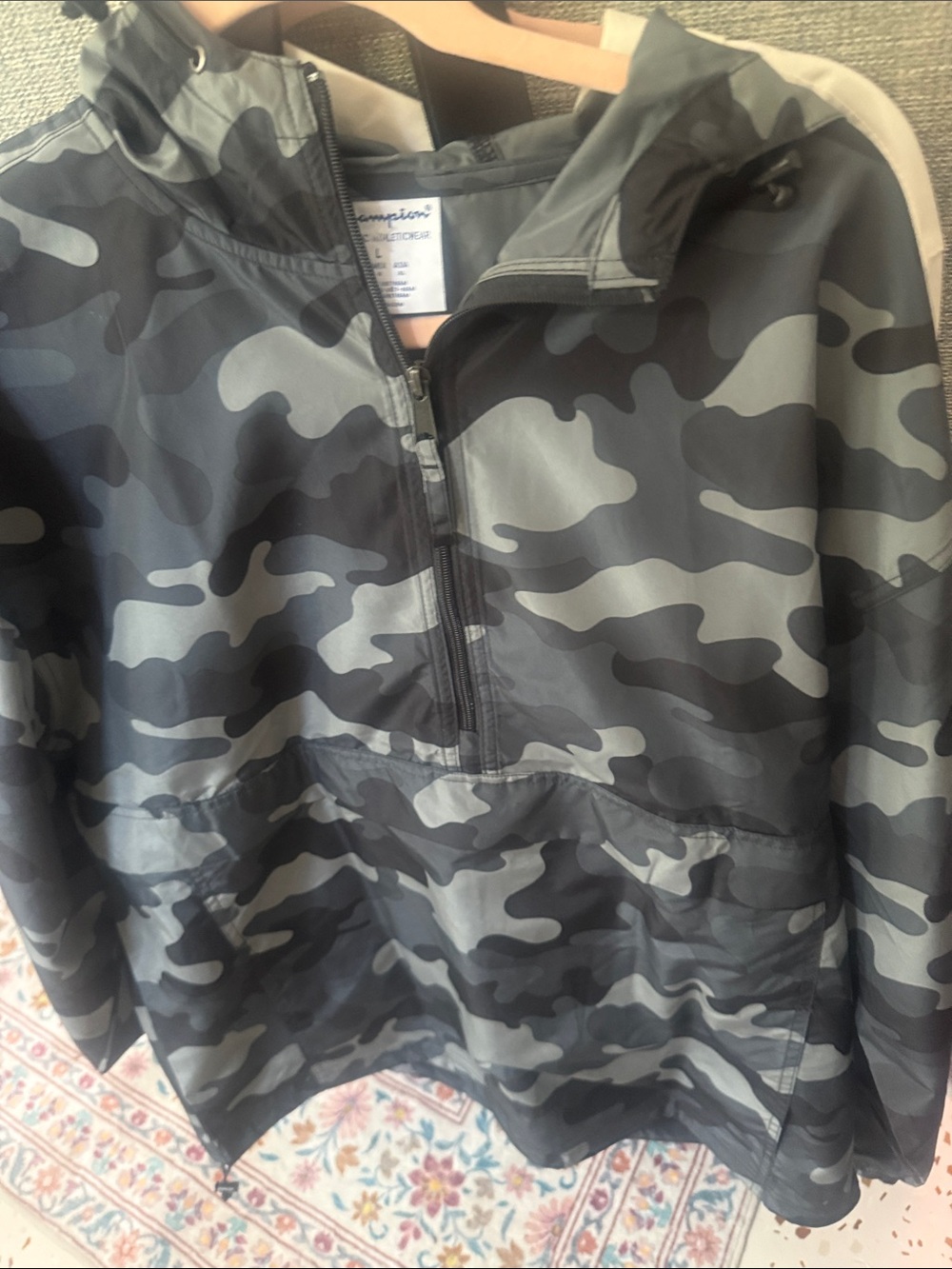 Champion Men's Gray & Black Camouflage Pullover Jacket
